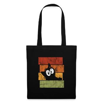 Chat chat rétro chat miaau - Sac en tissu - noir - Devant