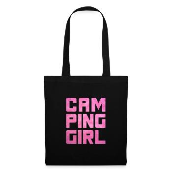 Campinggirl Camper flauschig Mädchen pink Fell Van - Stoffbeutel - Schwarz - Vorne