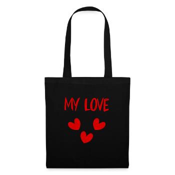 LOVE. SAINT VALENTIN. EVJF. JE T'AIME. I LOVE YOU. - Sac en tissu - noir - Devant