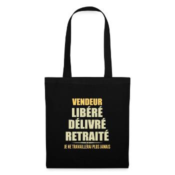 Vendeur célèbre sa retraite avec humour cadeau - Sac en tissu - noir - Devant