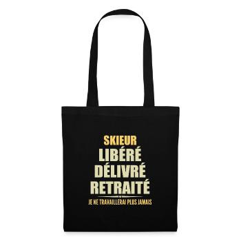 Skieur célèbre sa retraite avec humour cadeau - Sac en tissu - noir - Devant