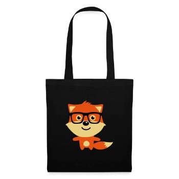 Cute & Funny Hipster Baby fox with nerd glasses - Tote Bag - black - Front