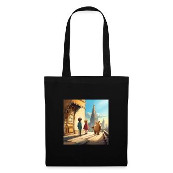 Two children and their cuddly toy come true - Tote Bag - black - Front