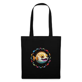 Poisson-globe dans le cercle coloré de poissons - Sac en tissu - noir - Devant