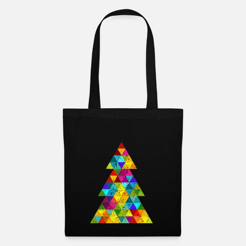 bunter Weihnachtsbaum Oh Tannenbaum Hipster Grunge - Stoffbeutel - Schwarz