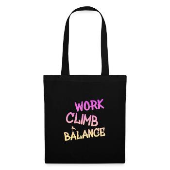 work climb balance, klettern, climbing, kletterer - Stoffbeutel - Schwarz - Vorne