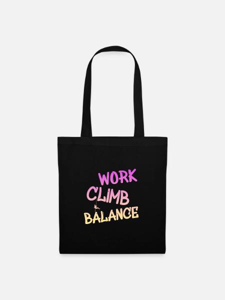 work climb balance, klettern, climbing, kletterer - Stoffbeutel - Schwarz