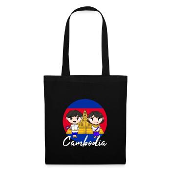 Temple du Cambodge Khmer Vintage drapeau je cadeau - Sac en tissu - noir - Devant