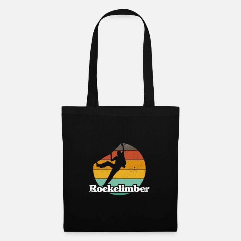 Retro Style Print "Rockclimber" - Stoffbeutel - Schwarz