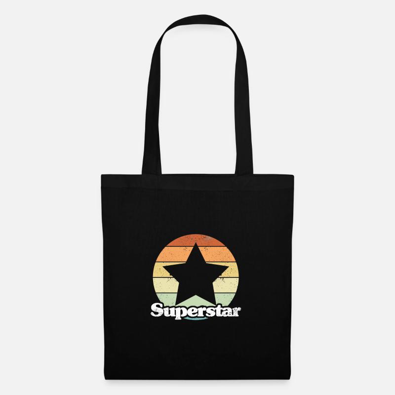 Retro Style Print "Superstar" - Stoffbeutel - Schwarz
