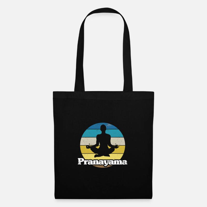Retro Style Print "Pranayama" - Stoffbeutel - Schwarz