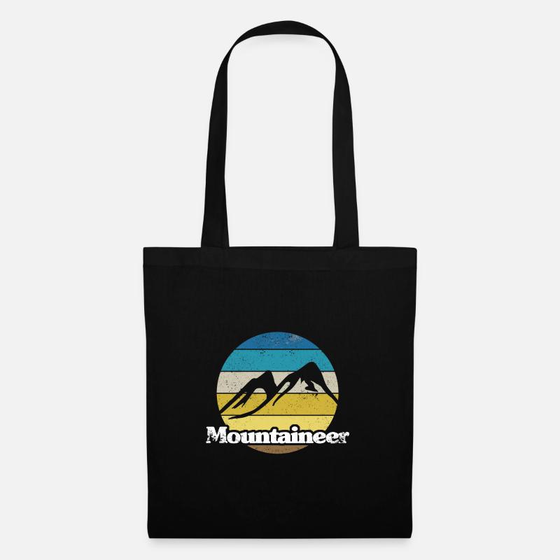 Retro Style Print "Mountaineer" - Stoffbeutel - Schwarz