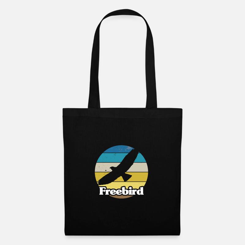 Retro Style Print "Freebird" - Stoffbeutel - Schwarz