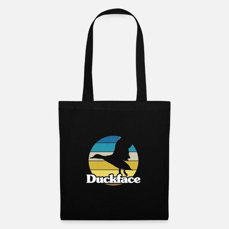 Retro Style Print "Duckface" - Stoffbeutel - Schwarz