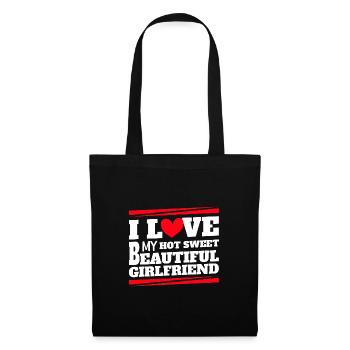Paare Liebe Herz Freund Geschenkidee Beziehung - Stoffbeutel - Schwarz - Vorne