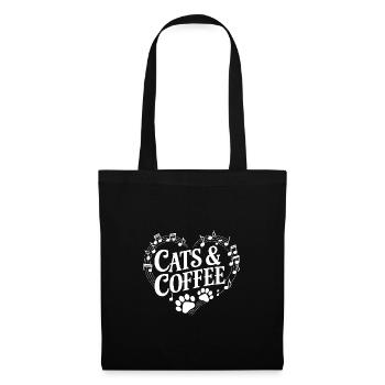 J’adore les chats, le café et la musique - Sac en tissu - noir - Devant