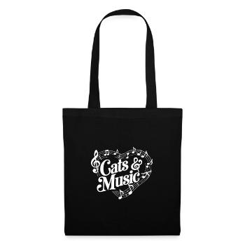 I Love Cats and Music Heart of Music Sheet Music - Tote Bag - black - Front