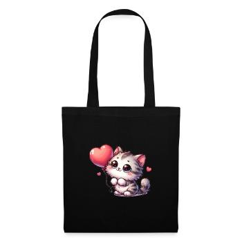 Chat Ballon Animaux - Sac en tissu - noir - Devant
