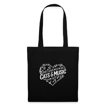 I Love Cats and Music Heart of Music Sheet Music - Tote Bag - black - Front