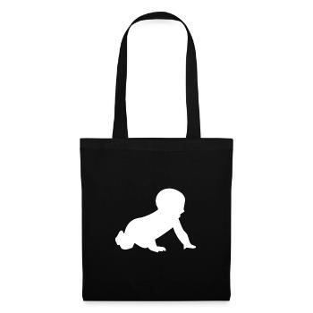 Silhouette de bébé rampant - Sac en tissu - noir - Devant