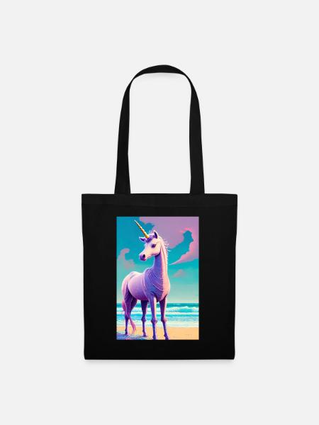 Ein Einhorn am Strand. - Stoffbeutel - Schwarz