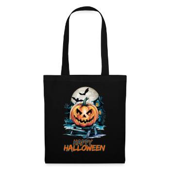 Joyeux Halloween avec Spooky House et Jack-o'-lanterns - Sac en tissu - noir - Devant