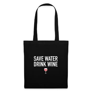 Économiser de l’eau, boire du vin - Sac en tissu - noir - Devant