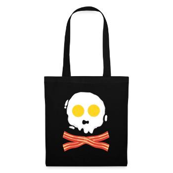 Crâne: Bacon & Oeufs Drôle Idée Cadeau Pirate - Sac en tissu - noir - Devant