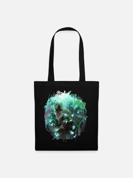 Chat dans la forêt magique - Sac en tissu - noir
