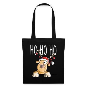 Ho Ho Ho Rentier - Rentiere - Ren - Geschenk - Stoffbeutel - Schwarz - Vorne