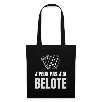 T-shirt Humor Jeux de Cartes belote - Sac en tissu - noir - Devant