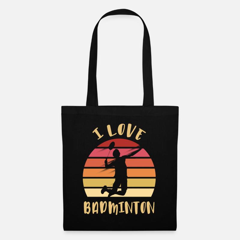 Ich liebe Badminton Jump Smash - Stoffbeutel - Schwarz