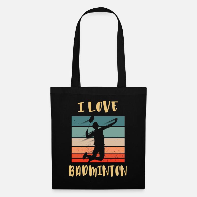 Ich liebe Badminton Jump Smash - Stoffbeutel - Schwarz