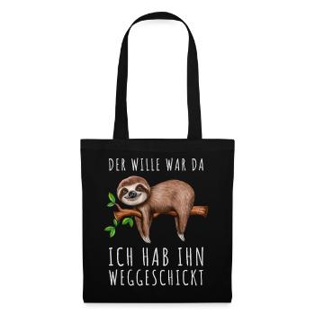 Der Wille war da ich hab ihn weggeschickt Faultier - Stoffbeutel - Schwarz - Vorne
