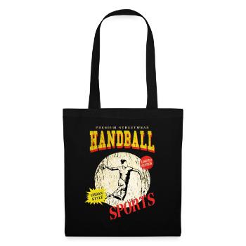 Handballspielerin Handballerin Vintage Retro - Stoffbeutel - Schwarz - Vorne