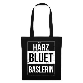 Härzbluetbaslerin aus Basel - Stoffbeutel - Schwarz - Vorne