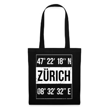 Koordinaten Zürich - Stoffbeutel - Schwarz - Vorne