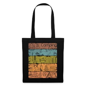 Camping Love lineart retro hell - Stoffbeutel - Schwarz - Vorne