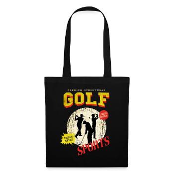 Golf Golfen Golfspieler Sport Hobby Club Vintage - Stoffbeutel - Schwarz - Vorne