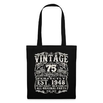 né en 1948 - 75 ans - Sac en tissu - noir - Devant