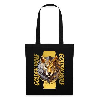 Wolf Wolf’s Head Gold Nature Wilderness Adventure Art - Sac en tissu - noir - Devant