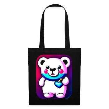 Mignon ours en peluche mignon avec du cœur - Sac en tissu - noir - Devant