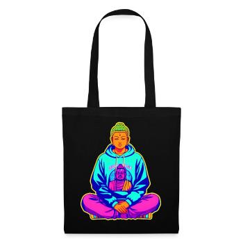 Buddha with colorful hip hop hoodie - Tote Bag - black - Front