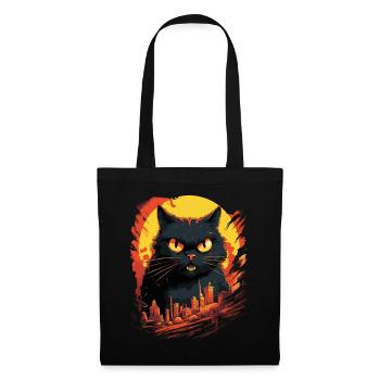Le chat détruit la grande ville en colère maléfique Art moderne - Sac en tissu - noir - Devant