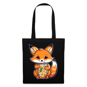 Cute Fox with Bubble Tea - Tote Bag - black - Front