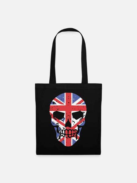 Skull with Union Jack Overlay - Tote Bag - black