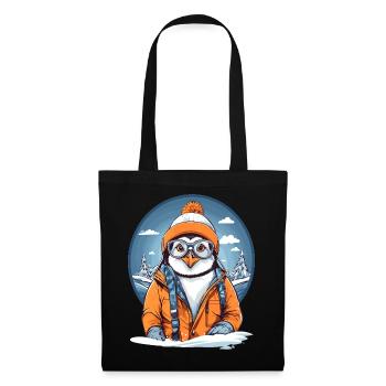 Pingouin mignon - Sac en tissu - noir - Devant