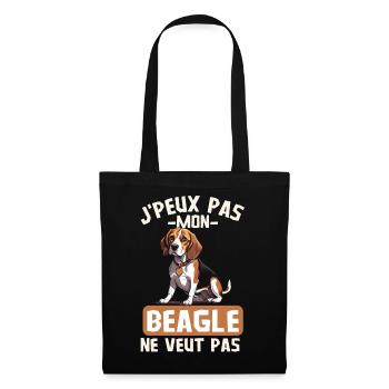 Chien de race beagle - Sac en tissu - noir - Devant