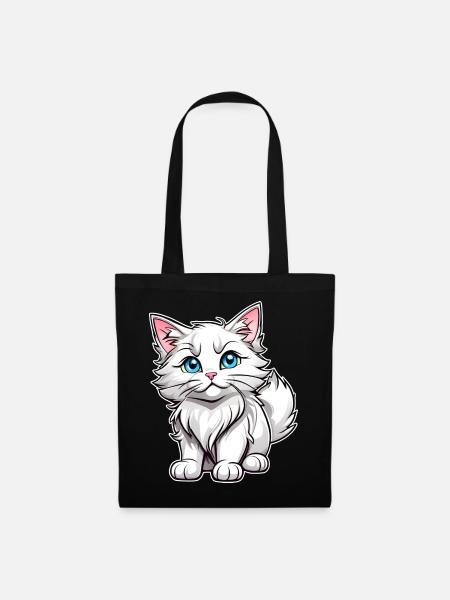 Mignon chat Maine Coon aux yeux bleus - Sac en tissu - noir