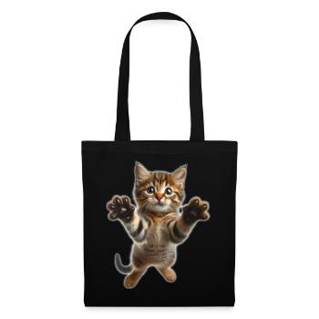 Mignon petit chat qui saute - Sac en tissu - noir - Devant